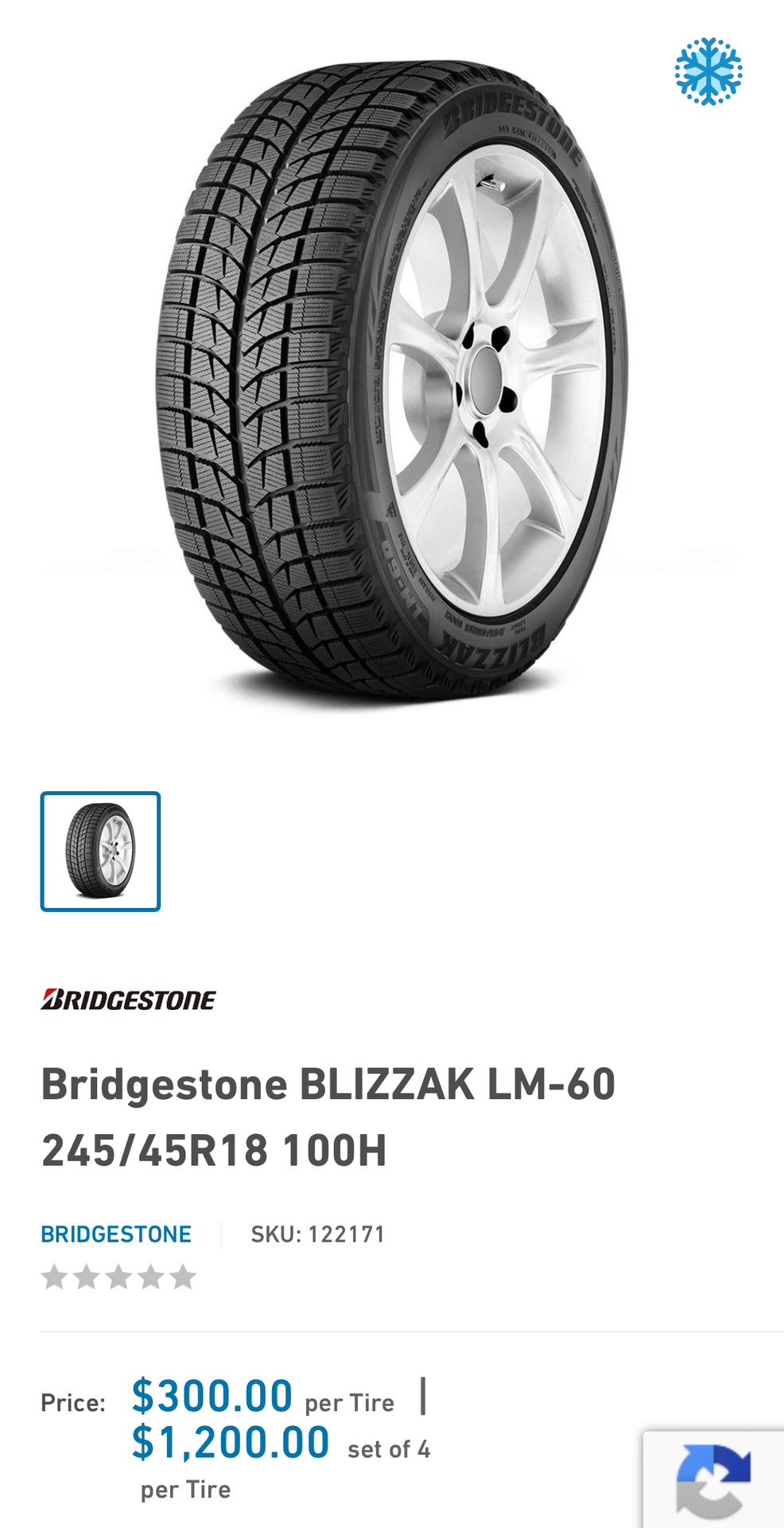Bridgeston BLIZZAK Tires (Full Set o