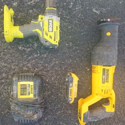 Dewalt 20v Max Reciprocal Saw, Charger And Pancake Battery With Free Ryobi Drill Included.