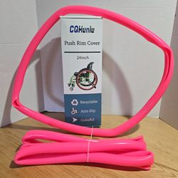 1 Pair Wheelchair Push Rim Covers 24" Non-Slip Protective Hand Rings Pink