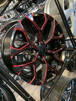 22” Red🔴 Milled snowflake ❄️ wheels also available in 24” se Habla español