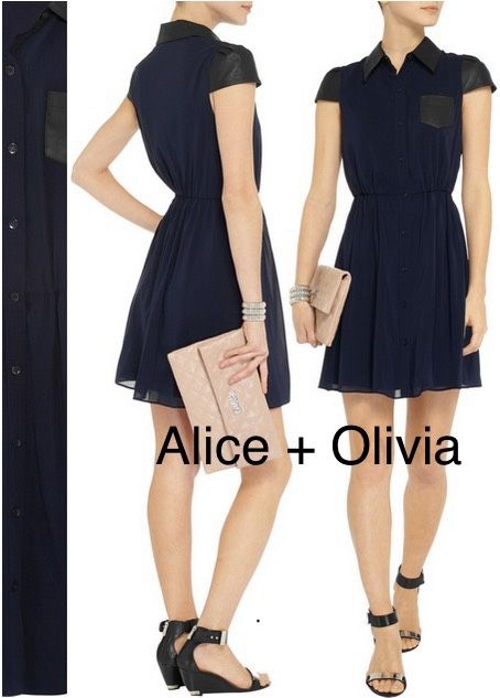 Alice + Olivia Silk And Leather Dress