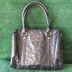 Disney Loungefly Mickey Minnie Mouse Black Embossed Satchel Shoulder Bag Purse