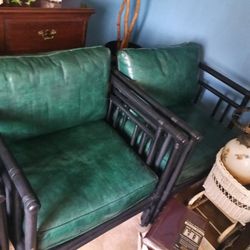 Mid Century Rattan Leather 