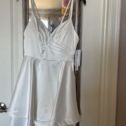 White Satin Evening Dress