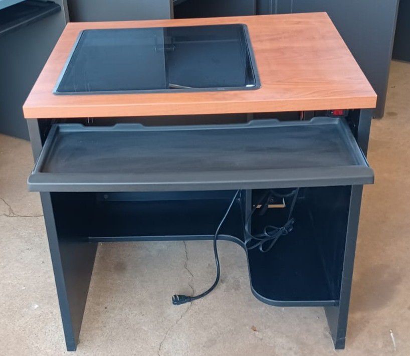 Wood Module Desk With Glass Top 