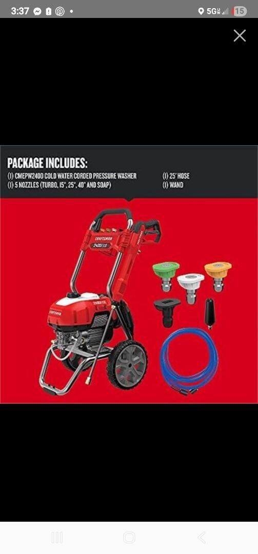 craftsman 2100 Psi Elect. Pressure Washer