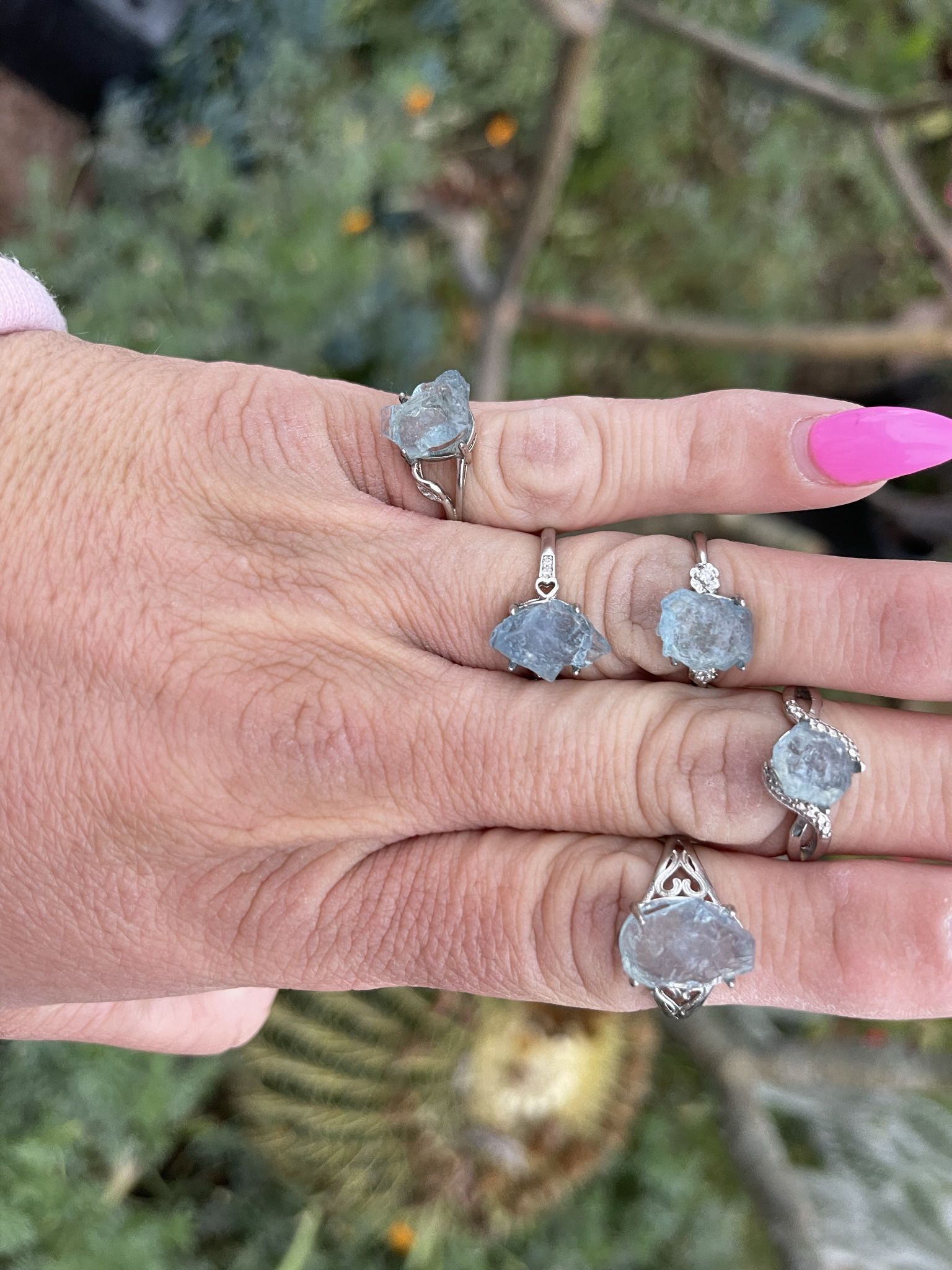 Aquamarine Adjustable Rings