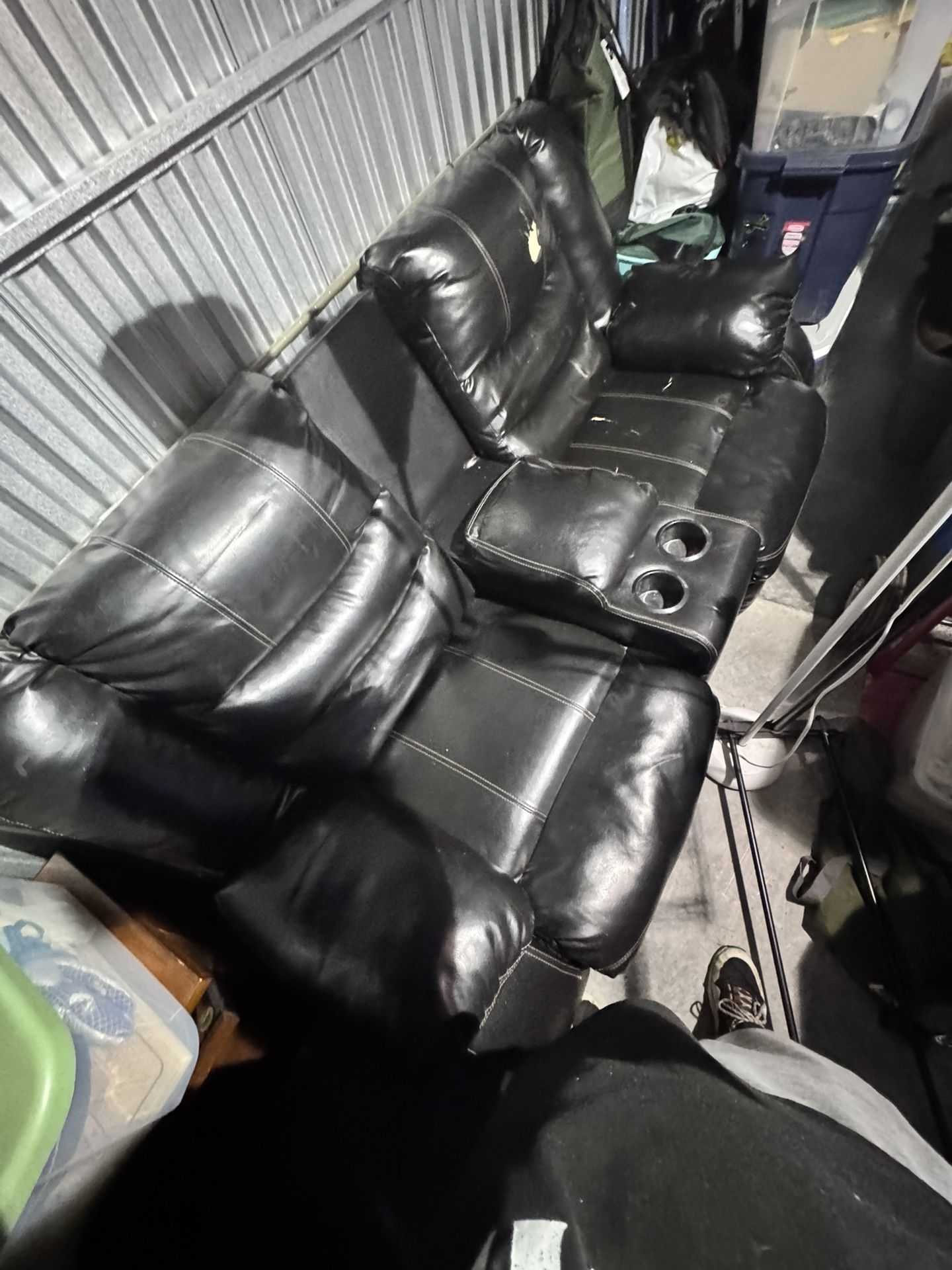 Black Pleather Reclining Couch