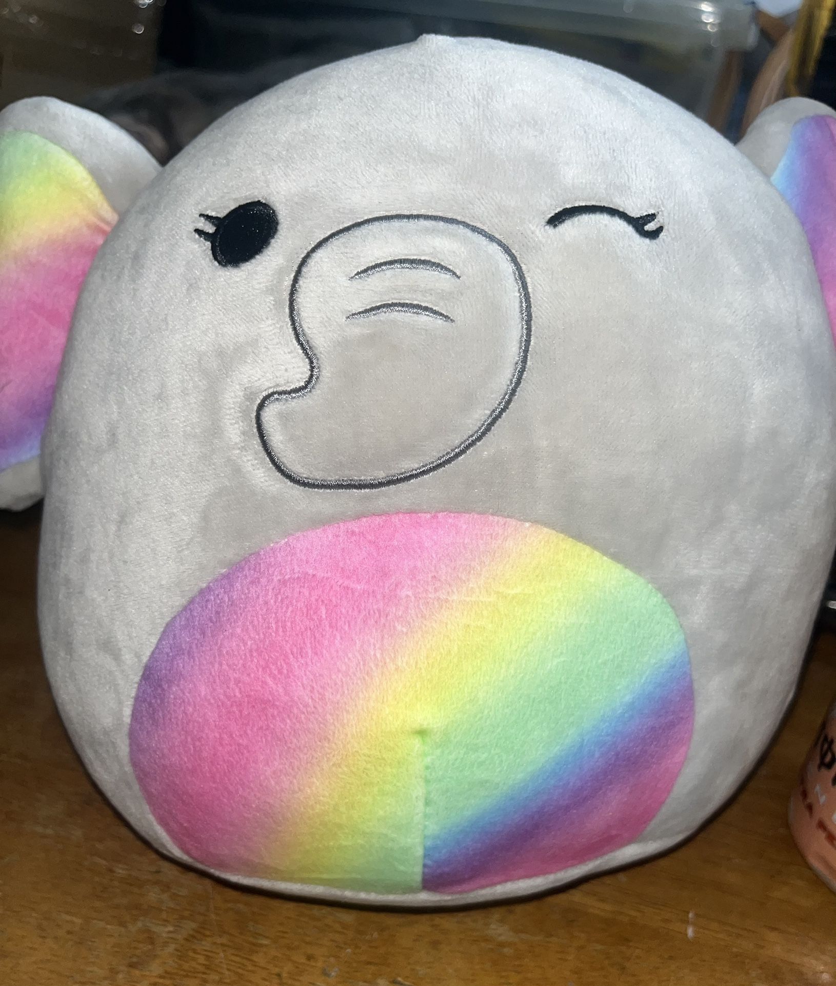 Squishmallow Mila the Gray Elephant Plush Rainbow Ears Tummy 8" Stuffed Animal