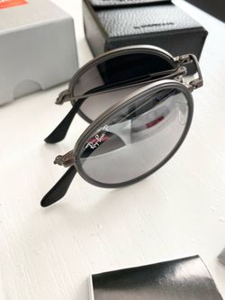 LIKE NEW Ray-Ban RB3517 Polarized Round Folding Warfarer Sunglasses