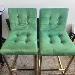Green Suede Bar Stools