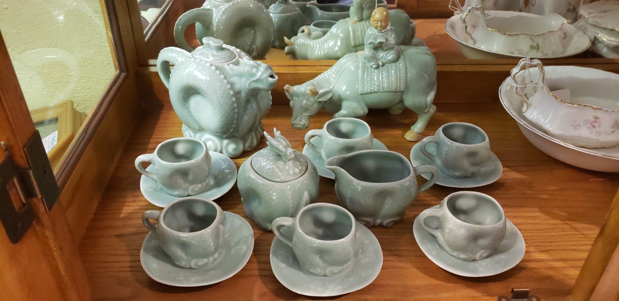 Green Ceramic DragonTea Set