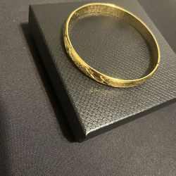 Beautiful Golden Bracelet with Etching on the Side for you or Mom on Mother’s Day 