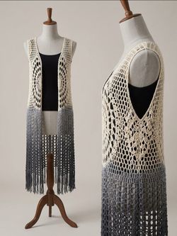 Crochet Ombre Fringe Vest