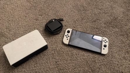 Nintendo Switch OLED White with Dock and Charger and 2 pro controllers