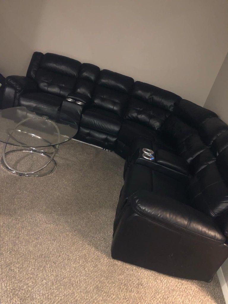 Black Leather Sectional Couch