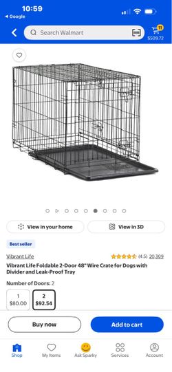 seller Vibrant Life ****$ (4.5) 20,309 Vibrant Life Foldable 2-Door 48" Wire Crate for Dogs with Divid