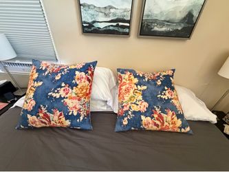TWO XL Decorative Throw Pillows (Down pillows included