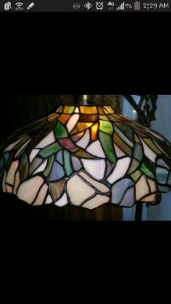 Antique Italian Marble and Stained glass floor lamp, 1940's