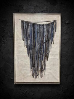 Mid-Century Modern Style Framed Fiber Art Sculpture, Lucite Case