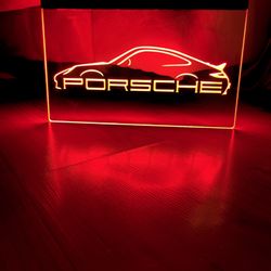 PORSCHE LED NEON RED LIGHT SIGN 8x12