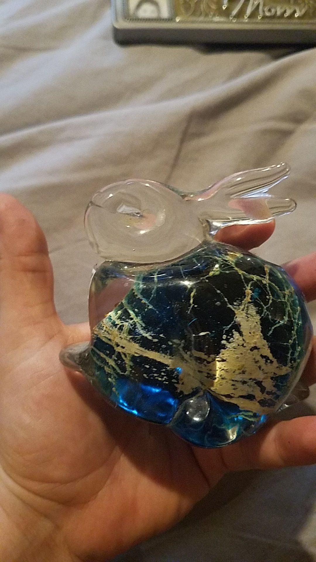 Perfect condition Malta glass bunny paperweight