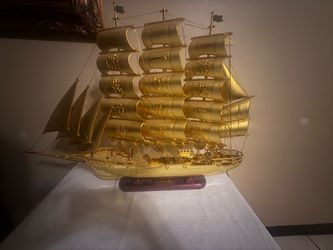 Gold Chinese Sailing Ship Decorative Model