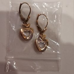 Gold Heart Apple Earrings