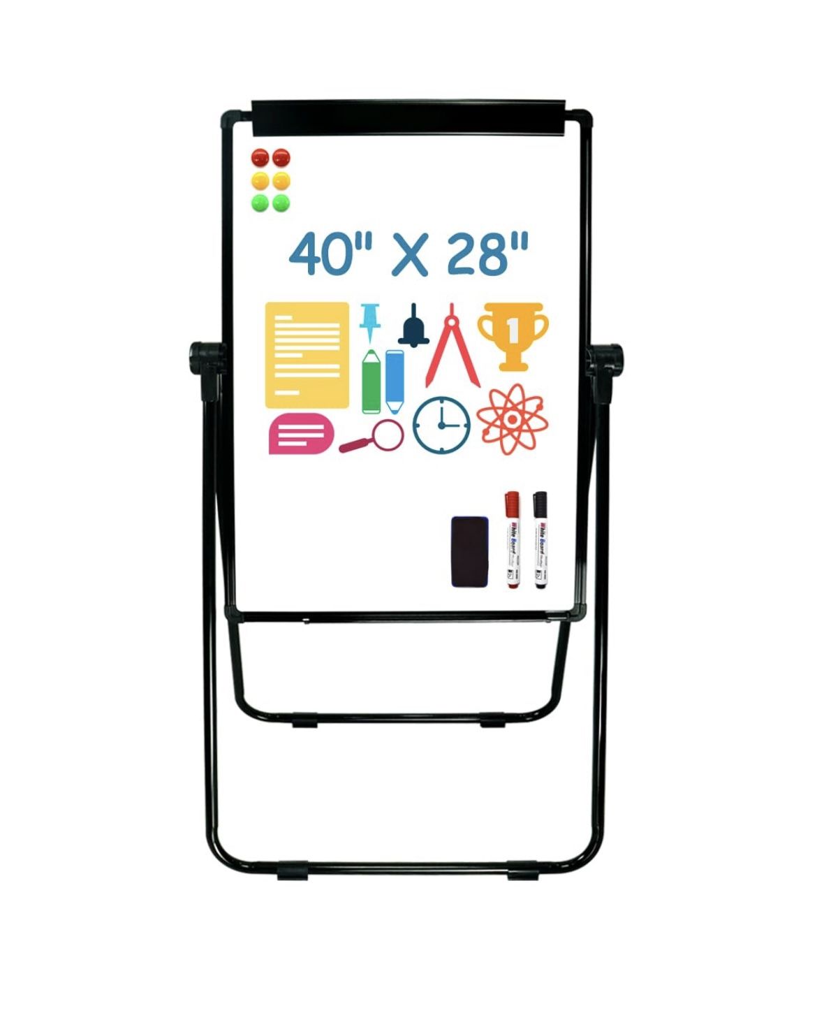 Stand White Board - 40 x 28 Inch Double Sided Magnetic Dry Erase Board with Stand Height Adjustable, Home Office Classroom School Teacher Use