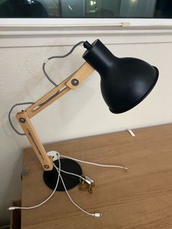 Modern Wooden Swing Arm Desk Lamp (Nordic / Industrial Style - Black)