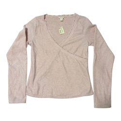 Women Aeropostale Pink Lace Trimmed V-Neck Long Sleeve Top - Size M