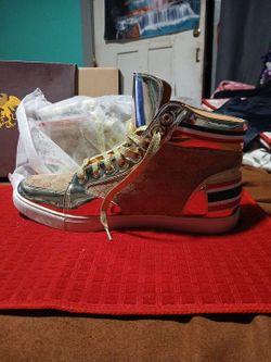 Gucci GG High-Top Sneakers Gold Metallic