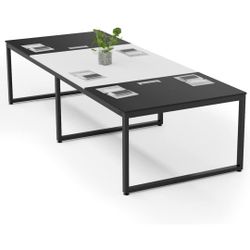 Tribesigns 8FT Rectangle Shaped Conference Table, 94.48L x 47.24W x 29.92H Inches Meeting Seminar Table with Partical Wood Tabletop and Metal Frame, B