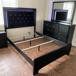 Micah Black LED Panel Bedroom Set