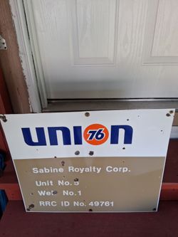Vintage - 24" x 20" - UNION 76-OILFIELD LEASE PORCELAIN