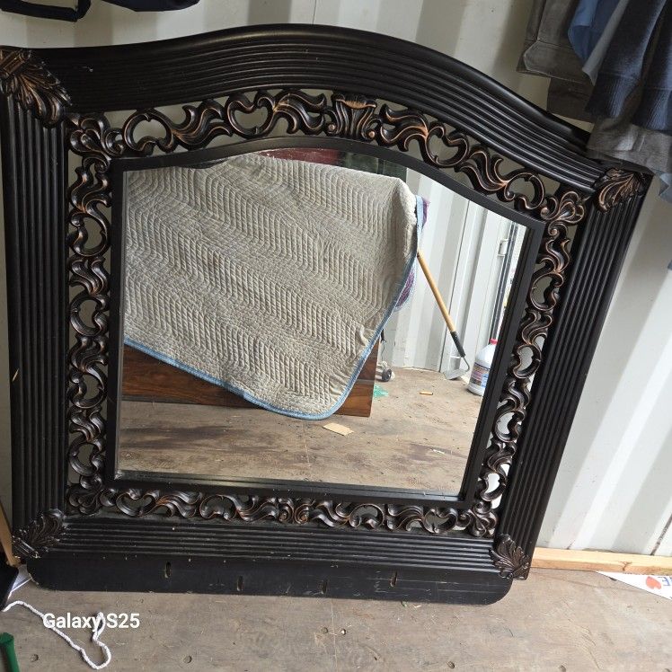 Vintage Heavy Wood Mirror 
