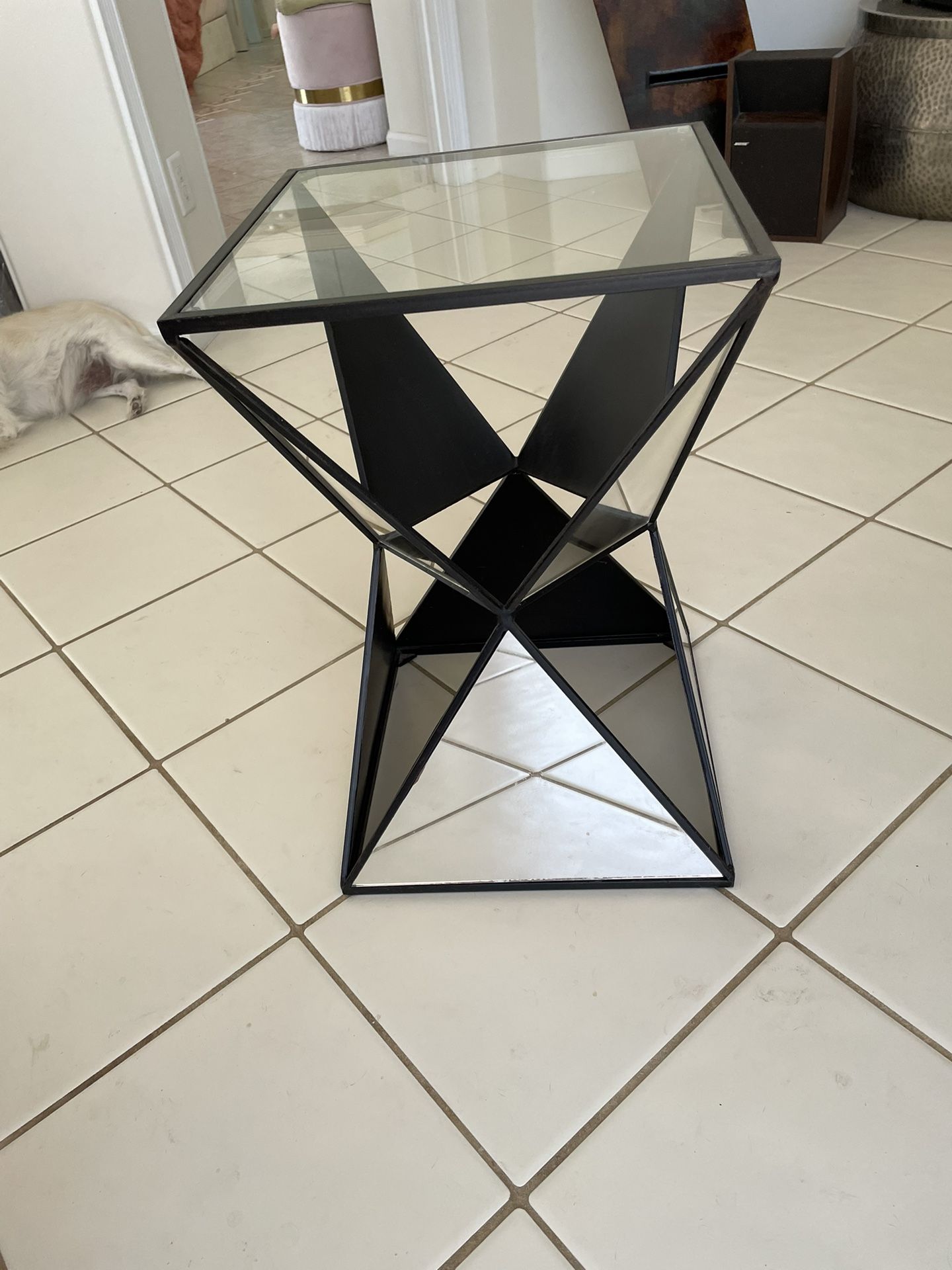 Glass And Mirror End Table