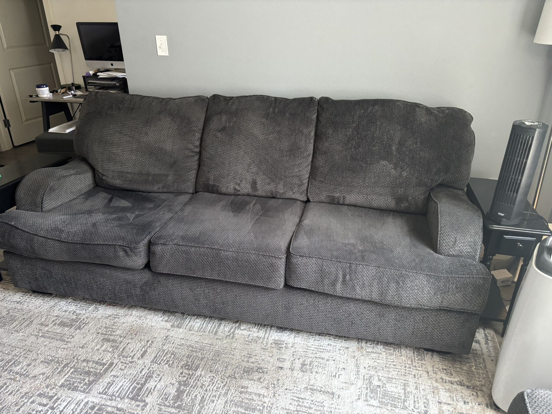 Ashley Couch And Oversized Chair And Ottoman -Grey And Modern