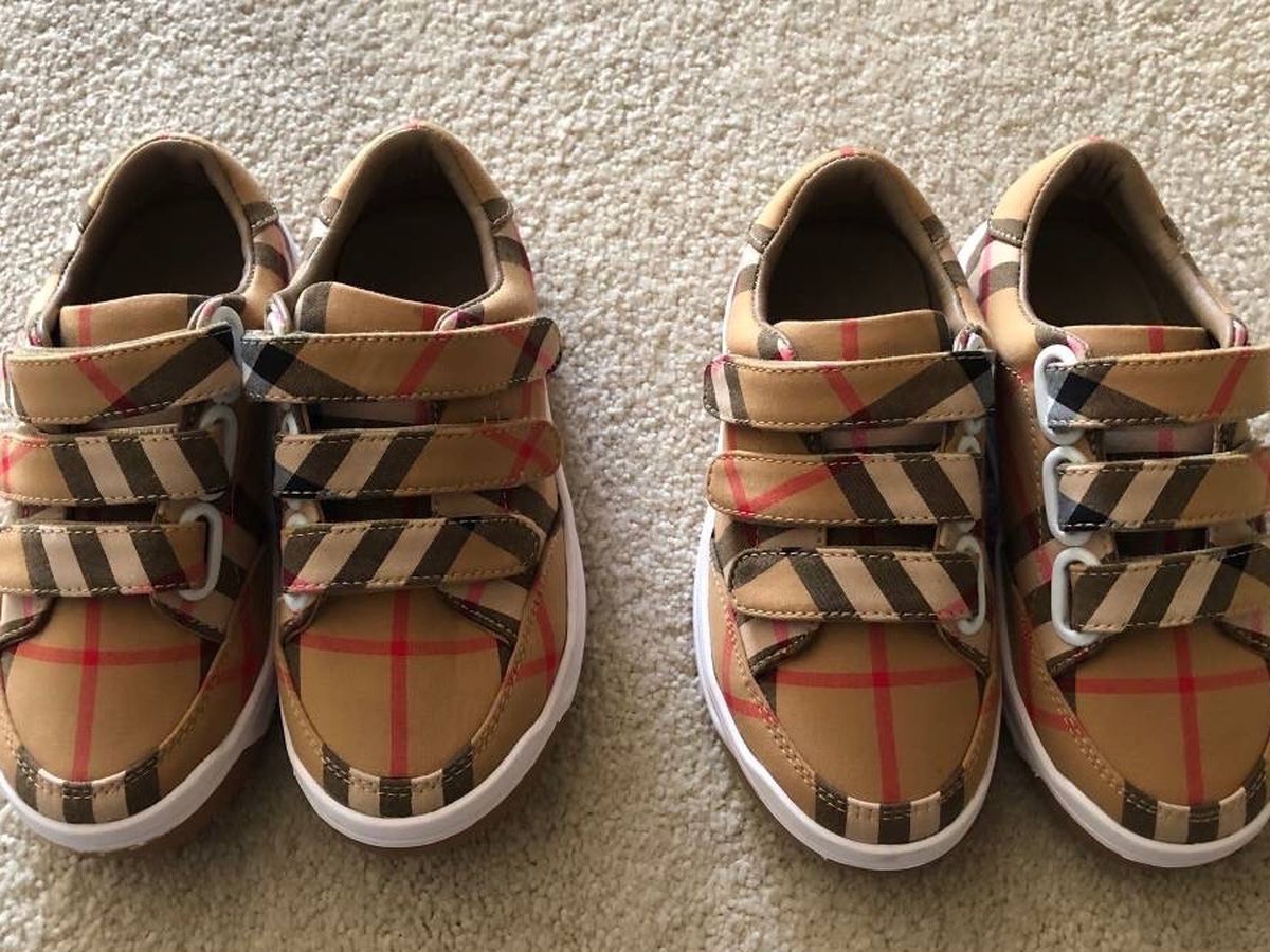 Kids Burberry Vintage Check Cotton Sneakers, Asking $120