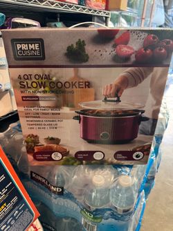 Prime Cuisine 4 Qt Oval Slow Cooker Burgundy