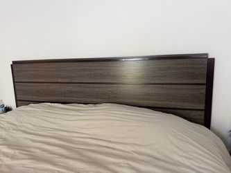 Wood Panel Bed Headboard and 2 nightstands