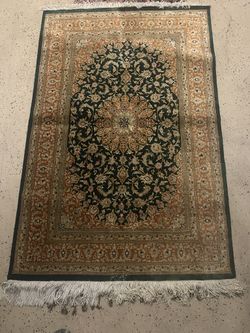 100% All Silk Persian Rug Hand Made In Ghom Iran With Signature