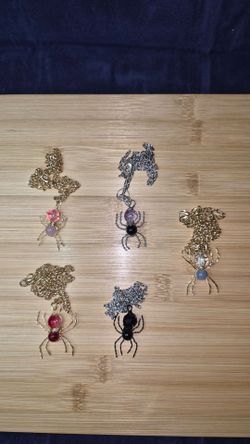 Handmade copper wire wrapped  Spider Necklace