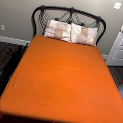 Vintage Iron Queen Bed Frame/Headboard