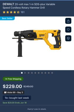 DEWALT ATOMIC 20V MAX Cordless Brushless Ultra-Compact 5/8 in. SDS Plus Hammer Drill 