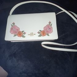 Coach Hawaiian Floral Embroidered Foldover Crossbody Clutch F29379