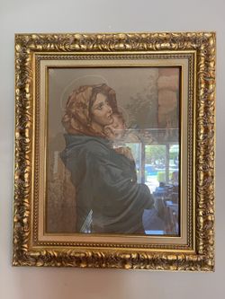 Beautiful Italian Tapestry With Gilded Gold Frame With Glass