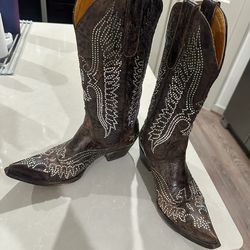 Old Gringo Women’s Boots Swarovski Brown Sz 8