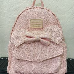 Disney Parks Pink Sequins Loungefly Mini Backpack