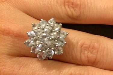 Ring with aquamarine stones, size 9